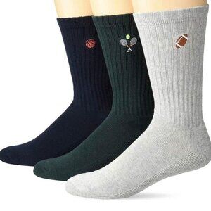 Men’s Crew Socks 3 Pack New‎ Sports Tennis Basketball Football Embroidered